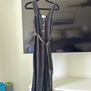 Nanushka Rita Dress Black Tie Front Button Down Raw Hem